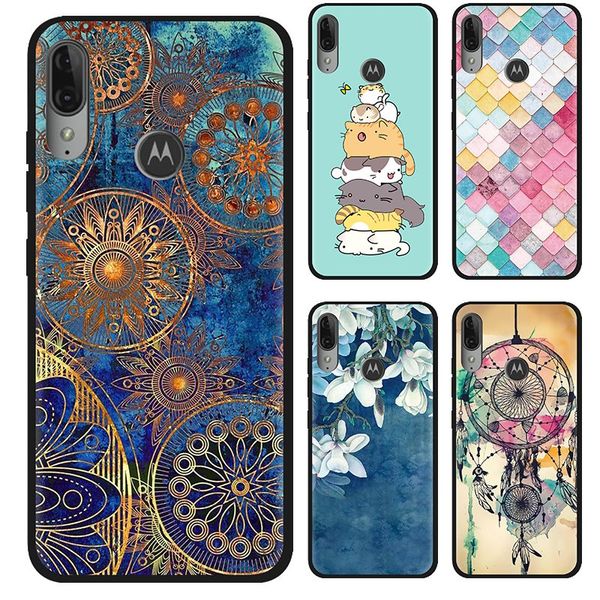 

anti-knock back phone cover for moto e6 plus colorful phone cover painted tpu design silicone back fashionable cover