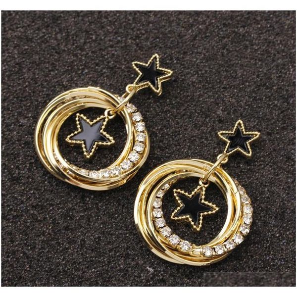 

four-leaf clover designer earrings studs multi-layer diamond earrings five-pointed star earrings women charm ea jlliuy dayupshop, Golden