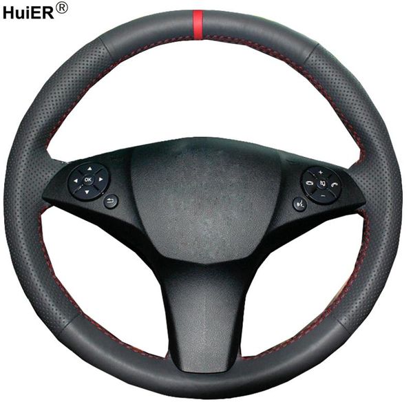 

huier hand sew car steering wheel cover red marker for c180 c200 c350 c300 cls 280 300 350 500 glk 300 2008-2010