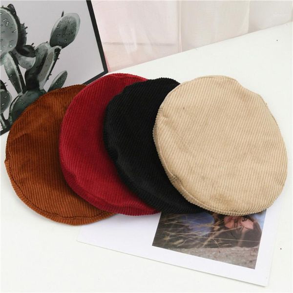 

fashion children's pure color sunscreen flat corduroy beret hat cap kid outdoor solid color warm casual caps 2020 fashion1, Blue;gray