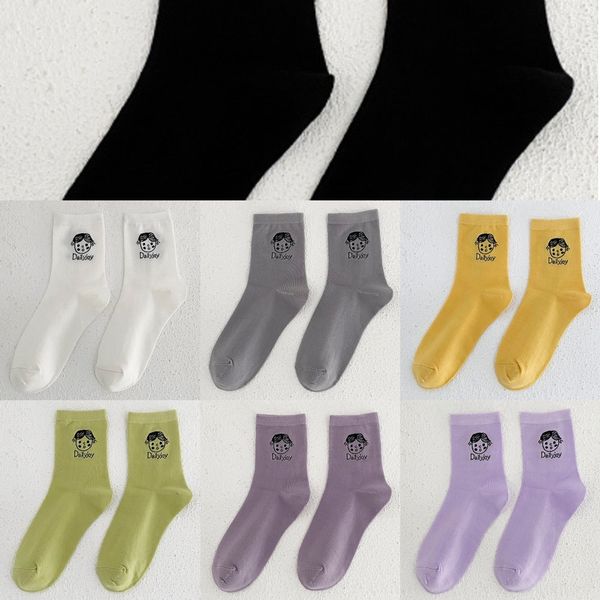 

tbx6x autumn fashion ins c3qqk korean mid-calf cute cartoon girl avatar style socksstyle stockings cotton socks cotton socks women's, Black