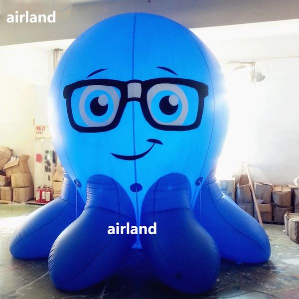

2m/3m/4m high pvc giant inflatable blue ocs balloon with led lights inflatable cartoon sea animal for wedding party stage decorations