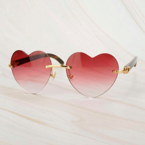 

fashion heart women oversized sunglasses red buffalo horn glasses lenses the sun wall for outdo, White;black