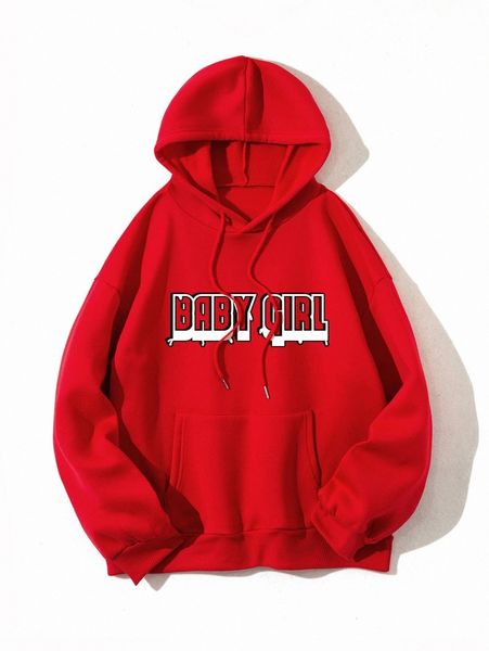 

letter graphic drawstring thermal lined hoodie h5oc#, White;black