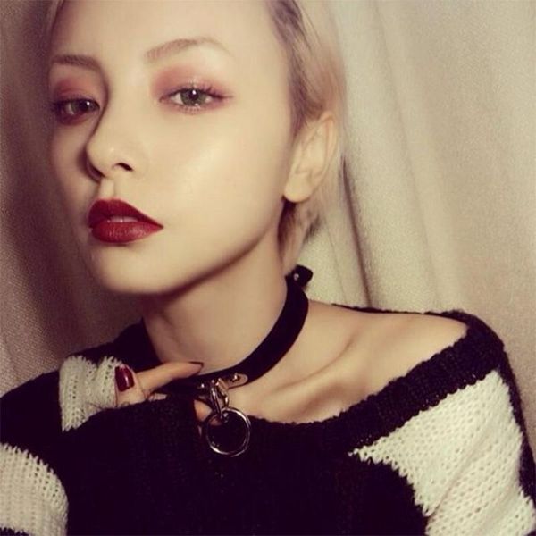 

harajuku leather choker collar round circle pendant choker necklace for women punk style chocker fashion goth jewelry, Golden;silver