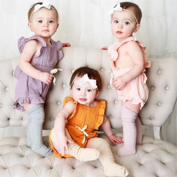 

summer infant toddler sunsuit clothing baby girls ruffle solid color romper jumpsuit newborn clothes outfits 201028, Blue