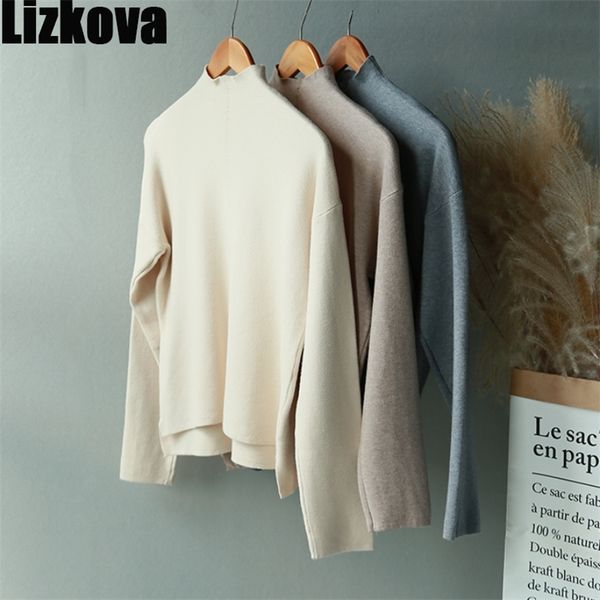 

lizkova o-neck white pullover women loose knitted sweater winter loose casual sweater 201111, White;black