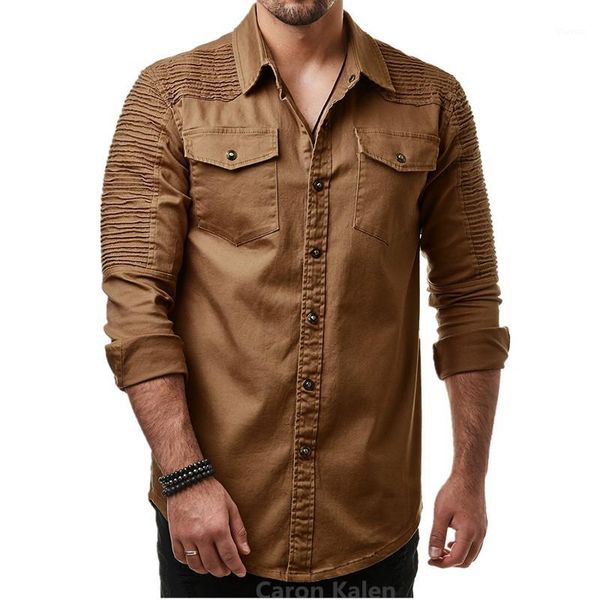 

men shirt brand 2019 male long sleeve shirt casual folding shoulder slim fit denim plus size man dress shirts1, White;black