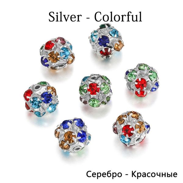 

30pcs lot copper plated glass rhinestone ball bead imitate crystal round spacer loose beads for bracelet jewelry making supplies h qylrsq, Silver