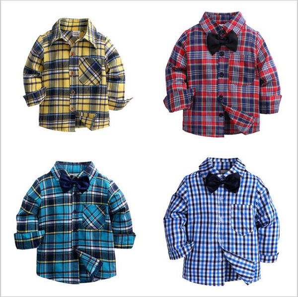 

children's autumn boys shirt plaid t-shirt kids clothes for boy 2-7y, Blue