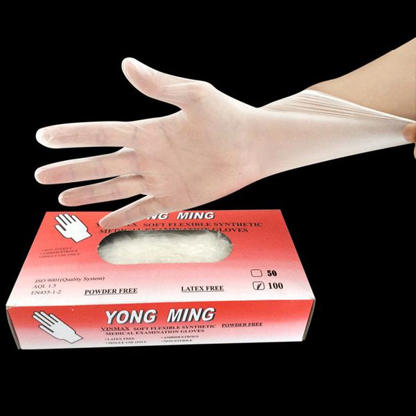 

latex non-sterile gloves food 100pcs disposable grade pvc universal for household/garden/cleaning/dishwashing epacket fr