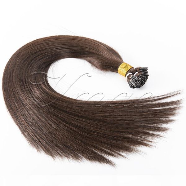 

vmae pre bonded keratin 1g strand 100g 14 to 26 inch real fusion straight nail u i tip double drawn virgin remy human hair extension, Black