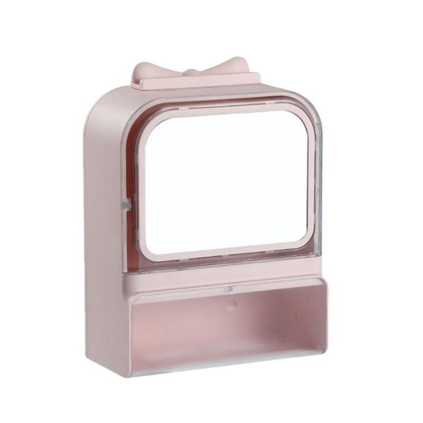 

hooks & rails 1pc wall cosmetic box with mirror cosmetics storage makeup holder )