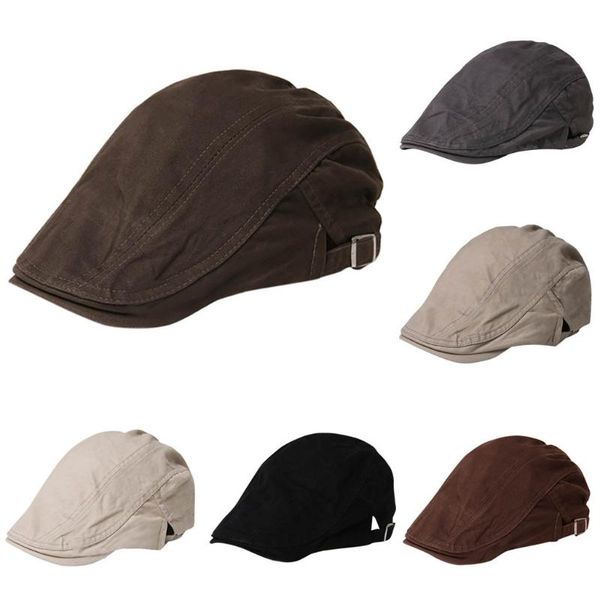 

berets hat khaki men/women cotton solid color hats casul breathable sun adjustable beret 19july25 p30, Blue;gray