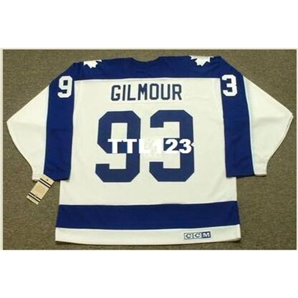 

121s #93 doug gilmour toronto maple leafs 1992 ccm vintage home hockey jersey or custom any name or number retro jersey, Black