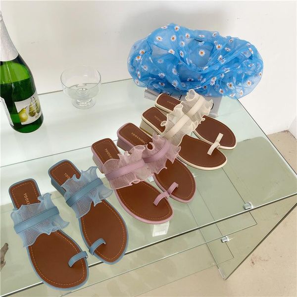 

female shoes square heel slippers soft rubber flip flops slides med 2021 block comfort hawaiian basic rome fabric pu hoof heels, Black