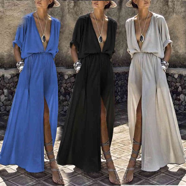 

casual dresses maxi long linen kimono dress with elastic waist fit and flare summer deep v neck slit fashion loose b0n7, Black;gray