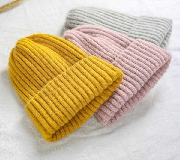 

beanie/skull caps womens beanie hat autumn women wool knit cuff watch cap for girls spring skull hats female, Blue;gray