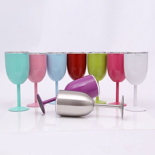 

stainless colored tumber 9 colors cups party 10oz glass double wall insulated metal goblet with lid tumbler wine mugs