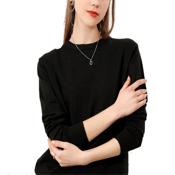

fall sweater women's round neck short loose pullover simple size undershirt, White;black