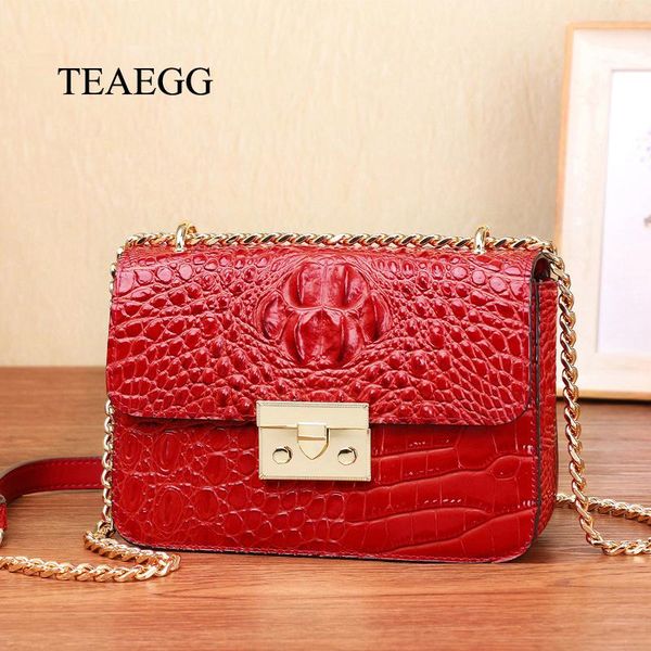 

teaegg women real leather chain bag crossbody bag lady cow leahter handbag female shoulder