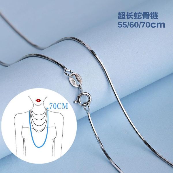 

chains martick woman necklace silver 925 sterling snake chain 1mm super long 50/55/60/70mm link gsc29