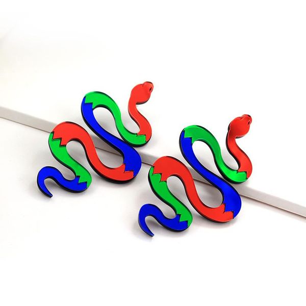 

2021 new cool mirror acrylic unusual snake stud earrings funny geometry teens female glamour earring harajuku grunge aesthetic, Golden;silver