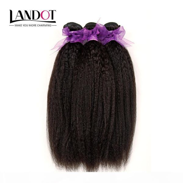 

brazilian kinky straight human hair weave bundles 7a unprocessed peruvian malaysian indian italian coarse afro yaki straight hair extensions, Black