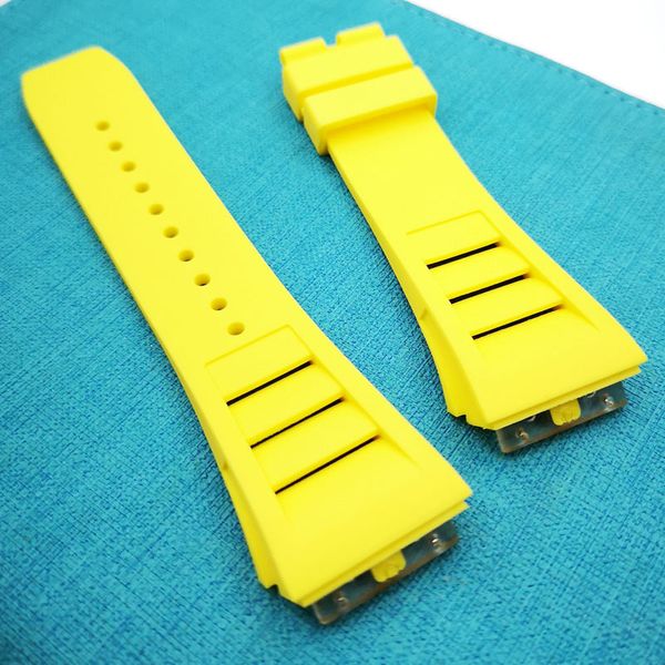 Cinta de borracha de faixa de relógio amarelo de 25mm para RM011 RM 50-03 RM50-01