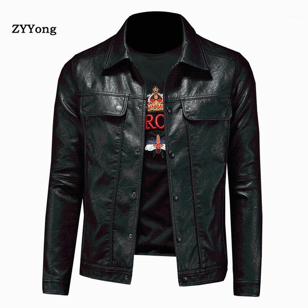 

2020 new men's leather jacket pu fashion spring autumn jackets faux leather slim fit male motorcycle coats plus size m-xxxxl1, Black