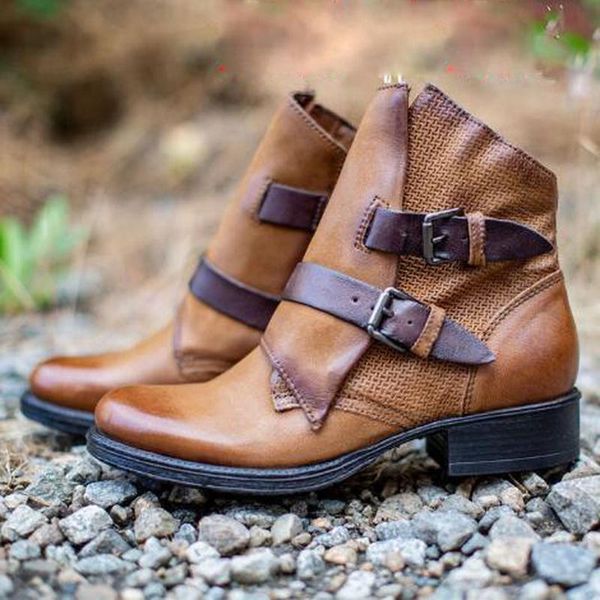 

women ankle boots gladiator low heels shoes woman autumn warm matin vintage shoe chaussures femme zapatos mujer sapato d2260, Black