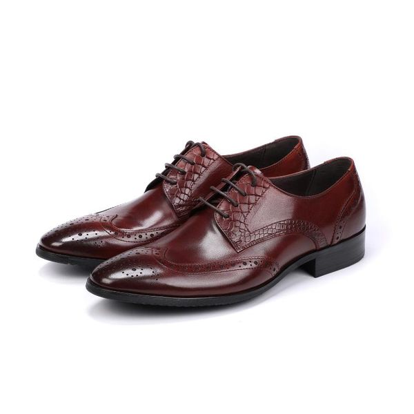 

men's leather shoes business formal wear men shoes lace-up pure leather wedding chaussure homme genuine oxfords, Black