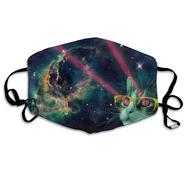 

print mouth mask - cute static space laser cat polyester anti-dust mouth-muffle - fashion washed reusable face masks for outdoor cycl