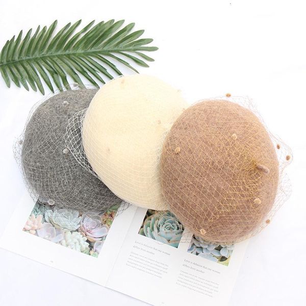 

beret women mesh camel painter cap female vintage hats with veil elegant winter ladies soft french artist hat beret h sqcsei, Blue;gray