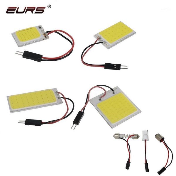 

eurs cob led panel light white car reading map lamp 16 24 36 48 led auto dome interior bulb ba9s t10 c5w cob adapter festoon 12v1