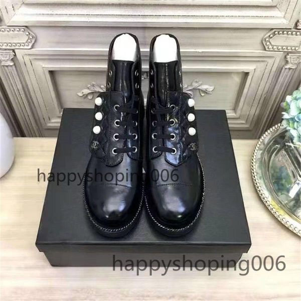 

the fashion boots women's shoes boots closure martin boots pearl decoration with lether black size 35-40 2020