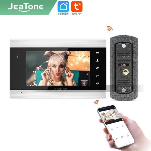 

video door phones jeatone tuya smart 7 inch wifi intercom doorbell security system monitor,remote control,ahd camera1
