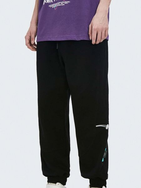 

men tie waist drawstring detail sweatpants g2ab#, Black