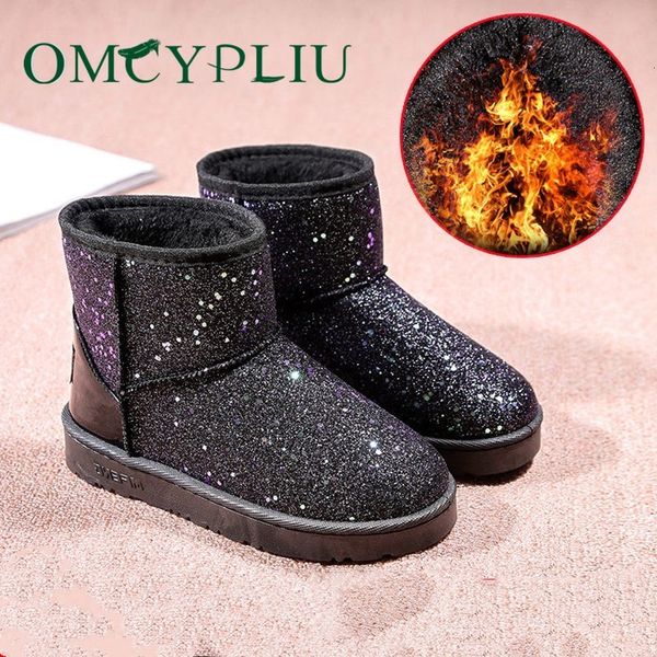 

snow boots женщина обувь 2019 зима новых женщин голеностопной загрузка мода плюс размера плоских пинеток пришивания дамы хлопок обувь botas, Black