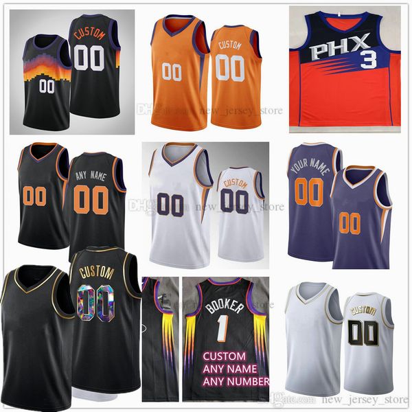 

custom printed new 75th golden black basketball 25 mikal bridges jerseys 1 devin 3 chris booker paul 22 deandre 99 jae ayton crowder 00 java, Black;red