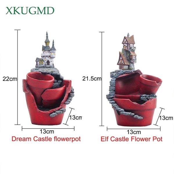 Castelo criativo em forma de resina jardim novo novidade bonsai planta vaso de flores para casa rural plantador escritório mesa decoração y200709