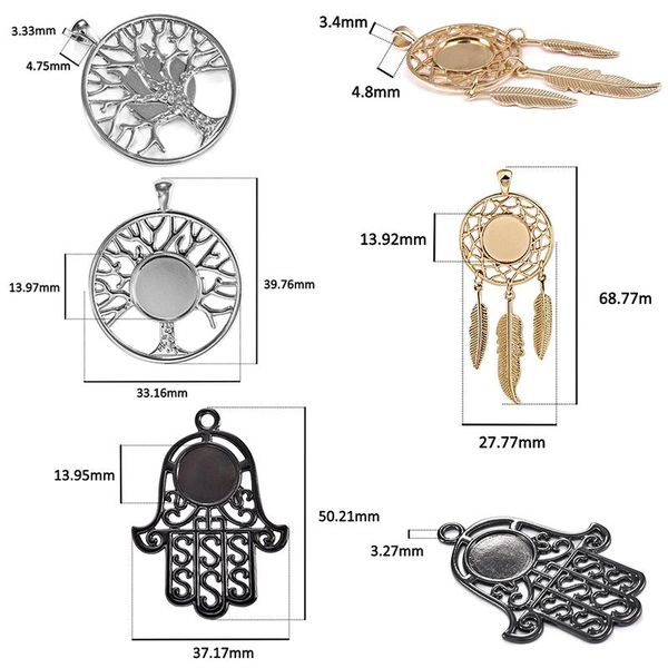 

4 шт. жизнь ручной руки palm charm charm dream coverer подвесной bule bezel лоток 14 мм cabochon базовая настройка diy ожерелье ювелирные из, Black