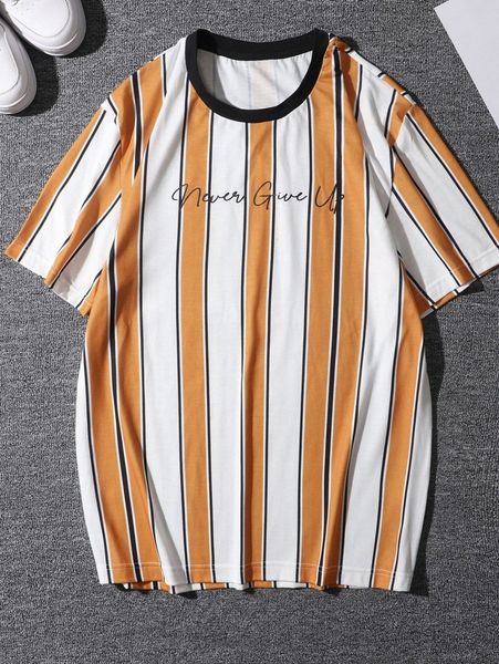 

men striped & slogan graphic tee r7kd#, White;black