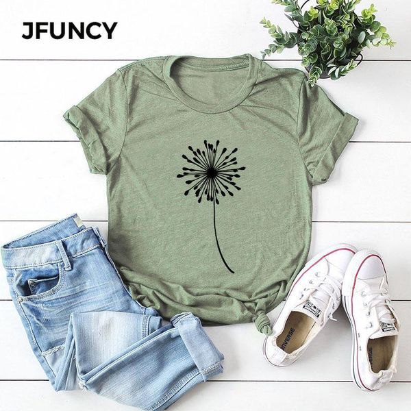 

women's t-shirt jfuncy plus size s-5xl plant printed women cotton t shirt 2021 o neck short sleeve summer female casual tshirt1, White