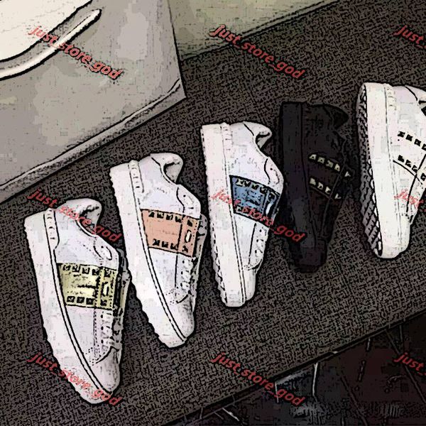 

2021 classic sports shoes male woman platform riveted white shoes in spring and autumn of luxe design leather flat soled casual shoes 35-45