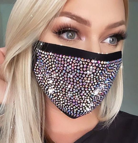 

diamond dustproof face protective mask bling mask bling cotton mouth masks washable reusable women colorful rhinestones