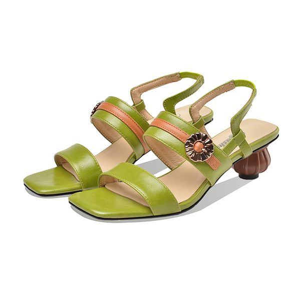 

2021 women's fashion label see green high heels, sandals, slides, ladies shoes, 34-42. lrli, Black