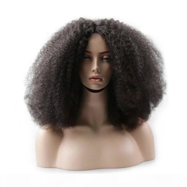 

afro human hair wigs for black women virgin mongolian hair curly lace front wig bleached knots afro curly full lace human hair wig, Black;brown