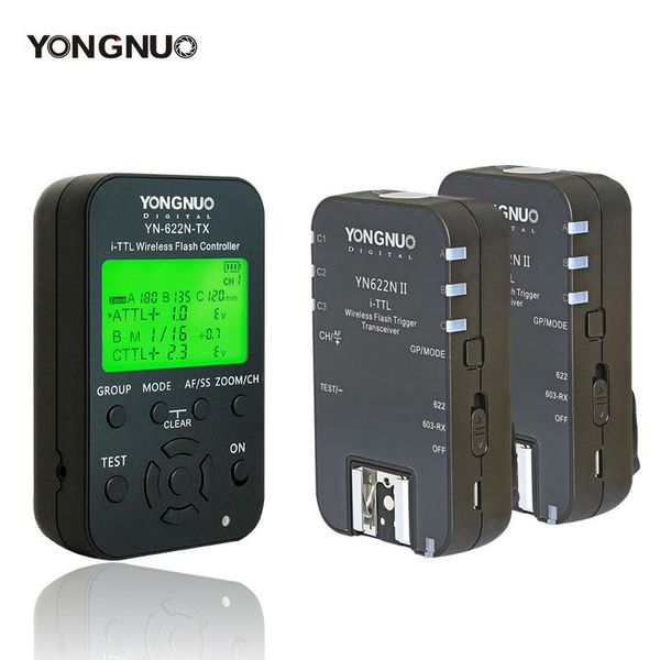 

2pcs yongnuo i-ttl wireless flash trigger transceiver yn622n ii + transmitter controller yn622n-tx for yn568ex yn685
