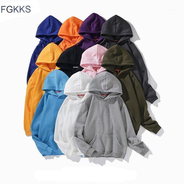 

fgkks quality brand men hoodie autumn new male hip hop o-neck pullover sweatshirts mens fashion solid color hoodie1, Black